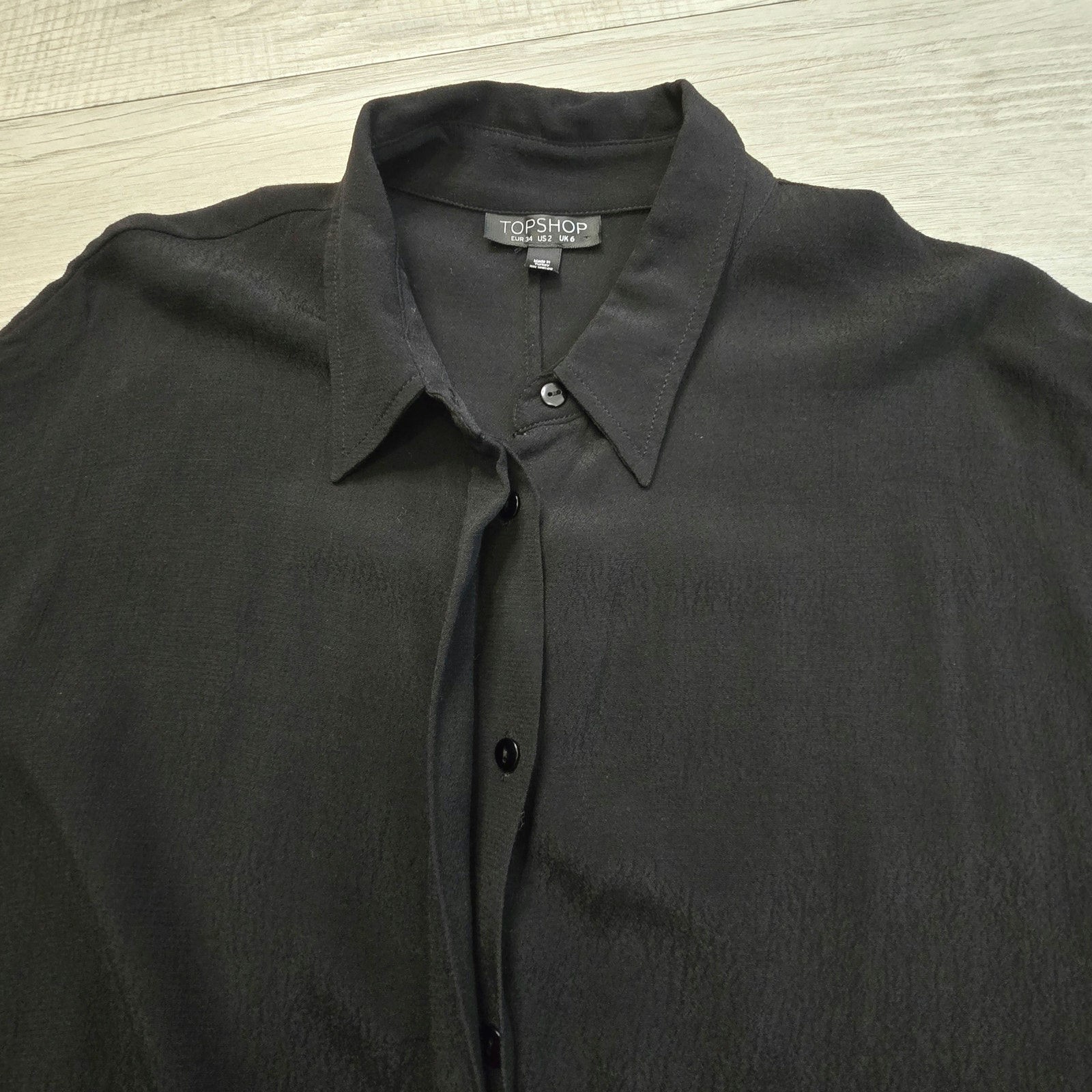 TopShop Black Drawstring Solid Mini Shirt Dress W… - image 8