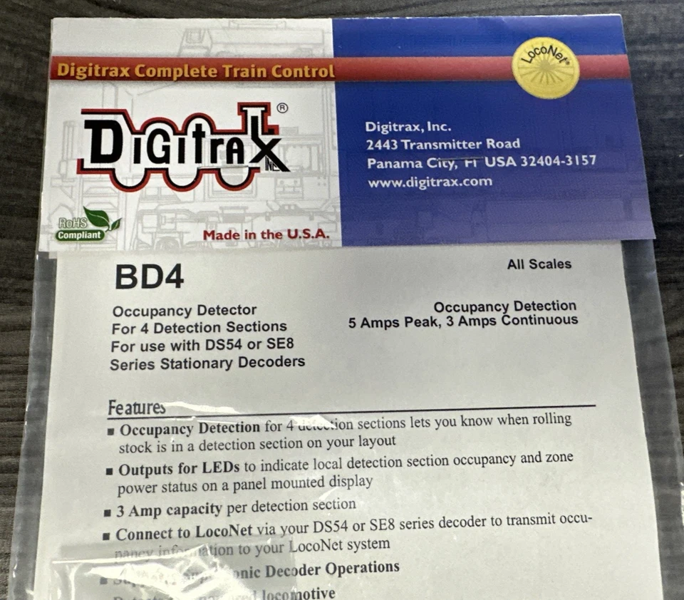 Digitrax BD4 Block Occupancy Detector - DCC MultiScale - 4 Sections NIP! - Image 3 of 4