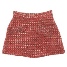 Item VALENTINO VB3RA769677 Wool Sequin Rockstud Tweed Skirt Shorts Red 38 Ma