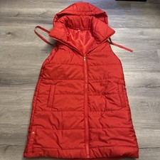 Zip-up Sleeveless Hoodie Vest, Red, XL more like a Large