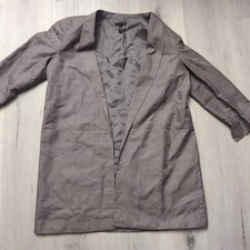Eileen Fisher Org Ctn Silk Open Blazer Womens Size Medium Lightweight Long Slee