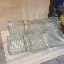 6 Vintage MCM Glass Bricks Architectural Wall Blocks