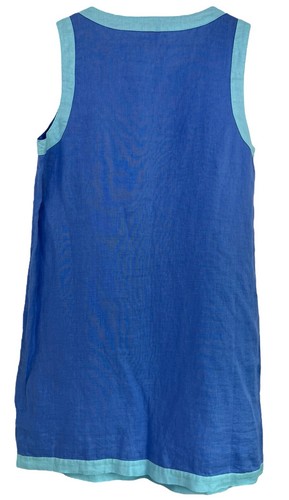 Sigrid Olsen Small SM S Short Summer Dress Sleeveless Linen Shift Blue - Picture 4 of 6