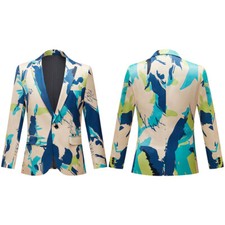 Men Showman Garment Suit Blazer Jacket Coat Notch Lapel Stage Fancy Dress Tops