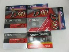 Various TDK BASF Memorex 90 Minute Normal Bias Type 1 Blank Cassette Tapes 7pc 