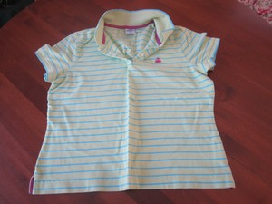 Brooks-Brothers-346-Women-039-s-Size-XL-Polo-Top-Green-Blue-Short-Sleeve-SLIM-FIT