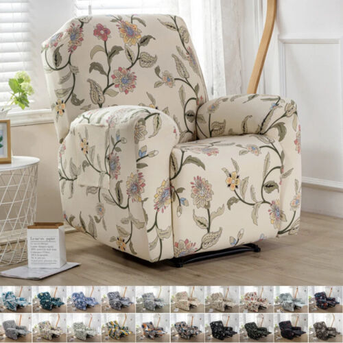 Floral Printed Elastic Recliner Covers Nordic Geometry Armchair Cover 4PCS/Set - Picture 1 of 36