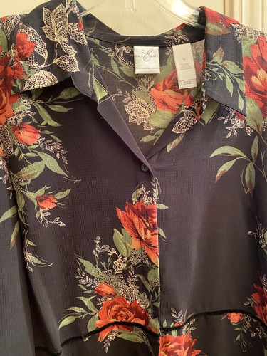 EMMA JAMES Womens Size 18 Blouse Shirt Top Floral Sheer Button Up NWOT Excellent - Picture 3 of 7