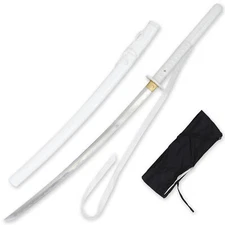 Handmade White Anime Katana Replica 1065 High Carbon Steel Full Tang Sword