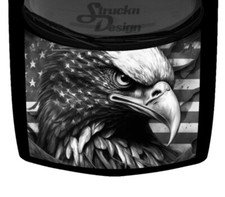 Gray Patriotic Bald Eagle American Flag Truck Hood Wrap Vinyl Car Graphic Decal