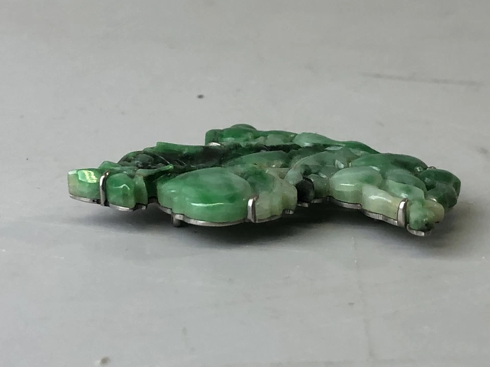 Y7664 OBIDOME Jade sash clip brooch Gourd carving Japan antique kimono accessory - Image 4 of 4