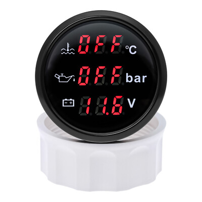 3 In 1 Multi-Functional Gauge 52mm Water Temp   Oil Pressure Bar Volt With Alarm