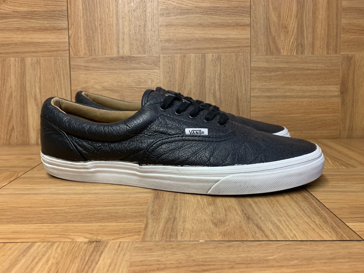 RARE? VANS Era Tumbled Black Leather Wheat Brown Sz 12  display picture 1