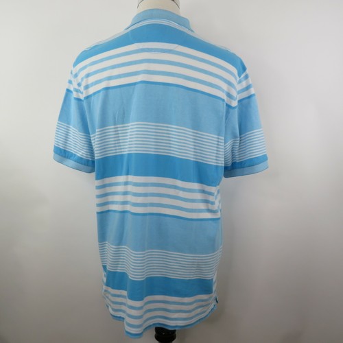 CHAPS Natural Stretch Men's Polo Shirt Size L 100% Cotton Light Blue Striped - Picture 5 of 6