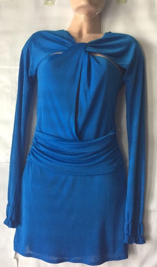 NUEVO CON ETIQUETAS $374 Vestido Jersey Rock & Republic Bella Director Azul Corte Ojo de Cerradura Talla S Foto 4 de 4