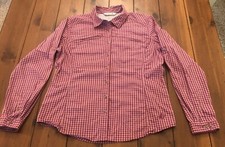Orvis Gingham Check Red Pink Button Up Long Sleeve Slim Shirt Size Small Vented