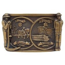 Vtg INTERNATIONAL HARVESTER McCORMICK REAPER BRASS BELT BUCKLE Limited Edition