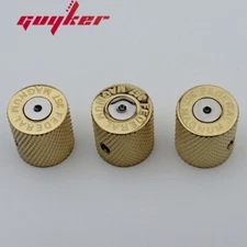 GUYKER Electric Guitar Bass Knobs Gold Brass Bullet Case Style 3PCS