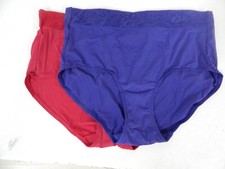Breezies Lace Essentials Set of 2 Full Brief Panties-Red/Navy-Large-A367383-NEW