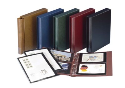 Lindner 1402 - W Set: Ringbinder RONDO REGULAR, leer mit Kassette-weinrot