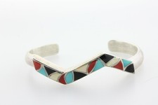 Sibert Janita Kallestewa Zuni Sterling Silver Lighting Zigzag Wavy Cuff Bracelet