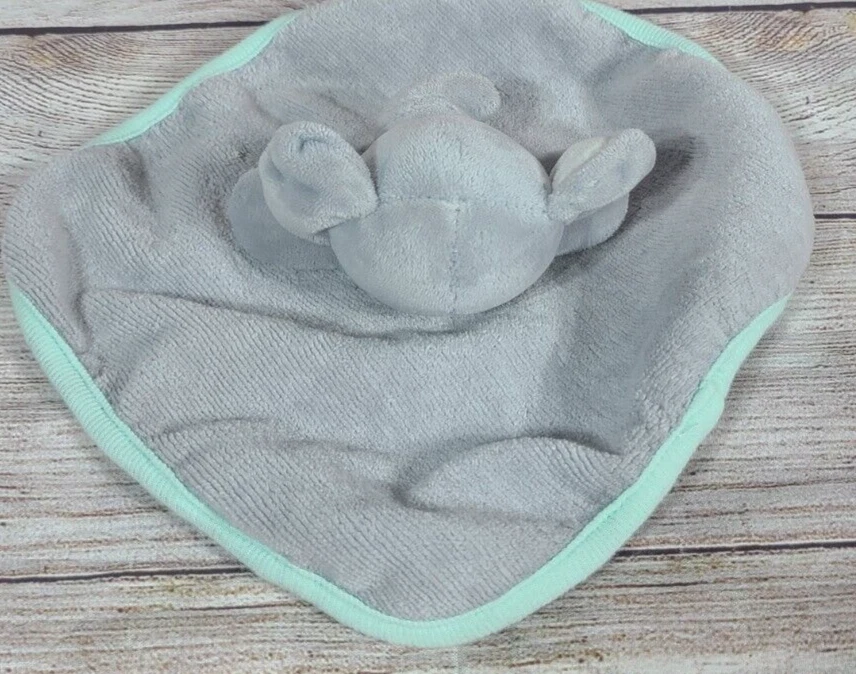 Cloud Island Terry Plush Elephant Lovey Washcloth Gray Mint Trim 9" x 9" 2019 - Image 2 of 3