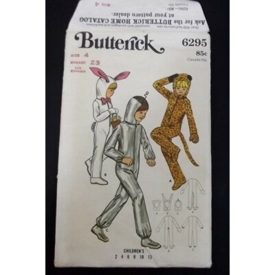 Butterick Sewing Pattern 6295 Bunny Leopard Spaceman Costume Uncut Sz 4 Chest 23