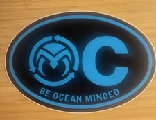 OCM OCEAN MINDED Blk / Blu Sticker /Decal 6x 4
