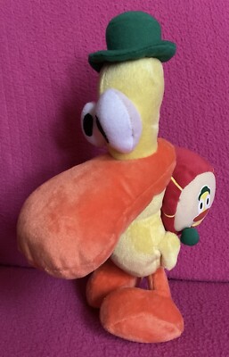 Bandai Pocoyo Pato Yellow Duck With Drum Squeaker Soft Plush Toy