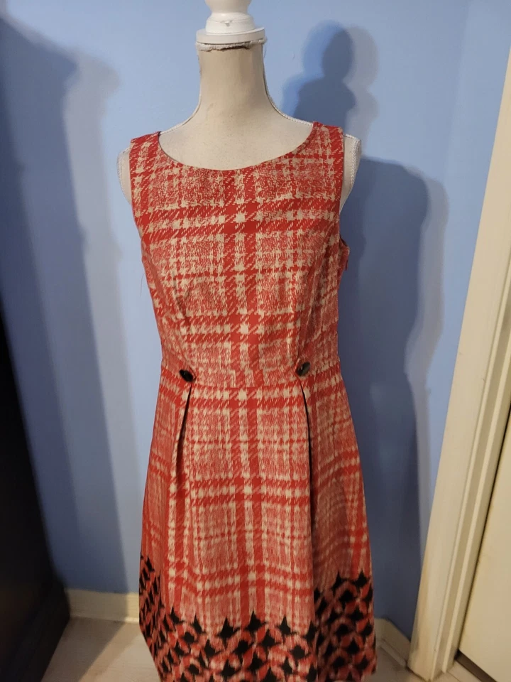Vestido para mujer Merona talla 10 rojo y negro sin mangas cuello redondo  Foto 2 de 4