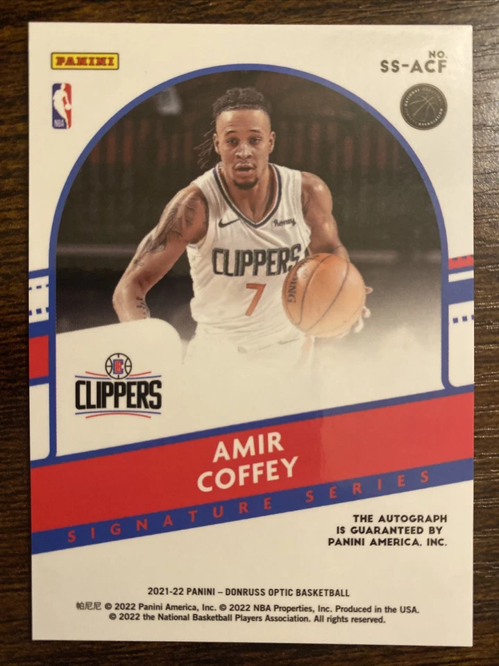 2021-22 Panini Donruss Optic Amir Coffey Signature Series Auto SS-ACF Clippers - Image 2 of 2