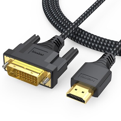 DVI to HDMI Cable 6ft, HDMI to Single Link DVI-D/DVI-I 1080P@60Hz Bidrectiona...