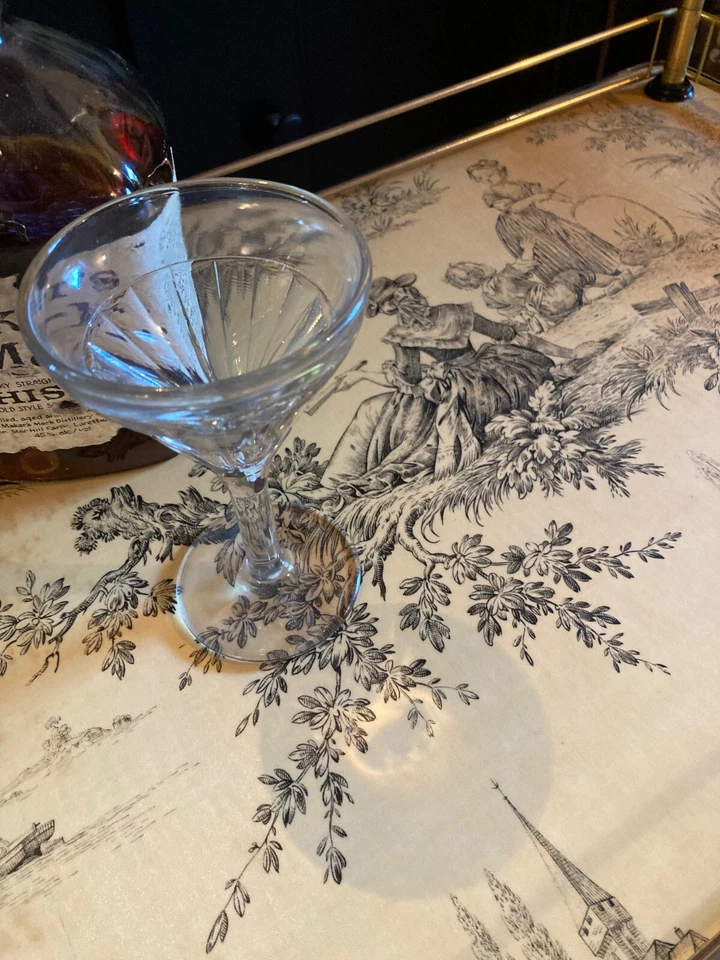 Servante dorée 70's double plateau en toile de Jouy jaune pièce rare et élégante - Photo 2/4