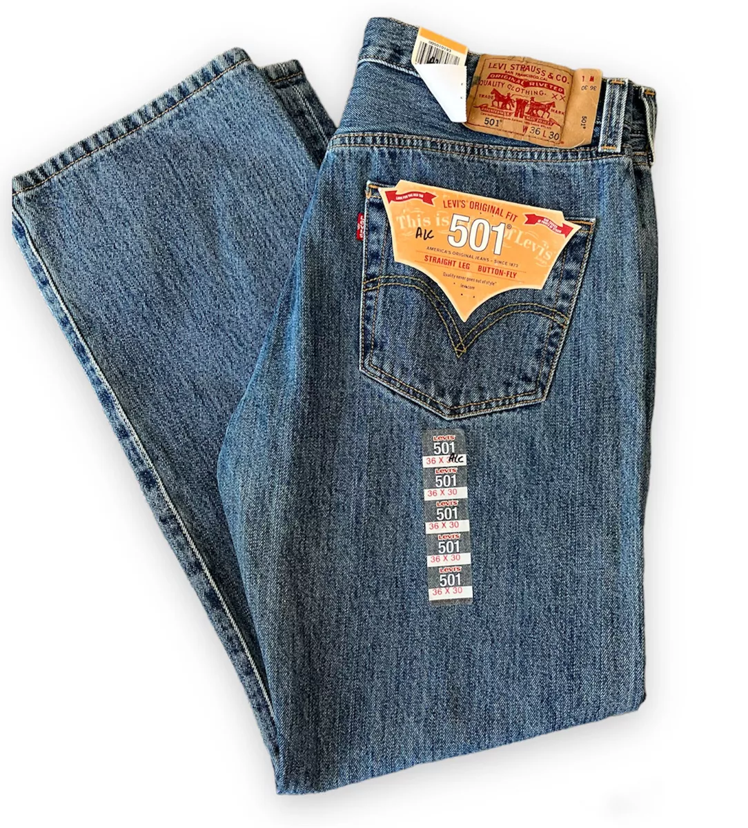 Vintage LEVIS 501 Blue Jeans Straight Leg Button Fly 36x30 005010193 NEW W TAGS