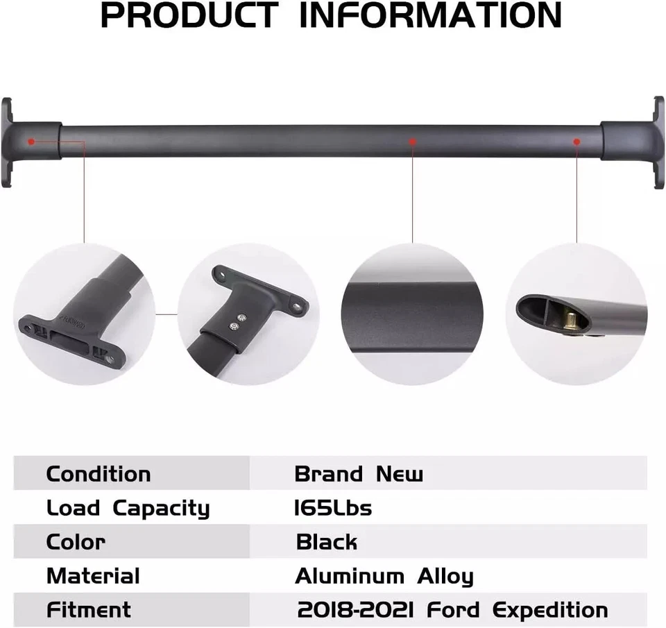 2pcs Black Crossbar Roof Rack Cross Bar for Ford Expedition 2018-2024 - Image 2 of 4