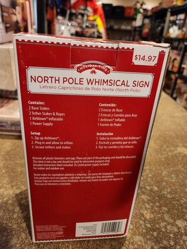 Gemmy 3.5' Airblown North Pole Whimsical Christmas Sign Inflatable - Picture 4 of 4
