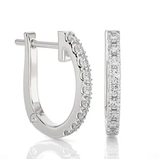 1/2-1 Carat Lab Grown Diamond Huggie Hoop Earrings 14k White Gold (E-F, VS1)