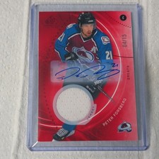 Upper Deck SP Game Used Peter Forsberg #100 Red Autograph Jersey /15 Avalanche