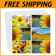 Durable 12x12 Photo Pages - 100 Heavyweight 4x6 Sleeve Protectors for Scrapbooks