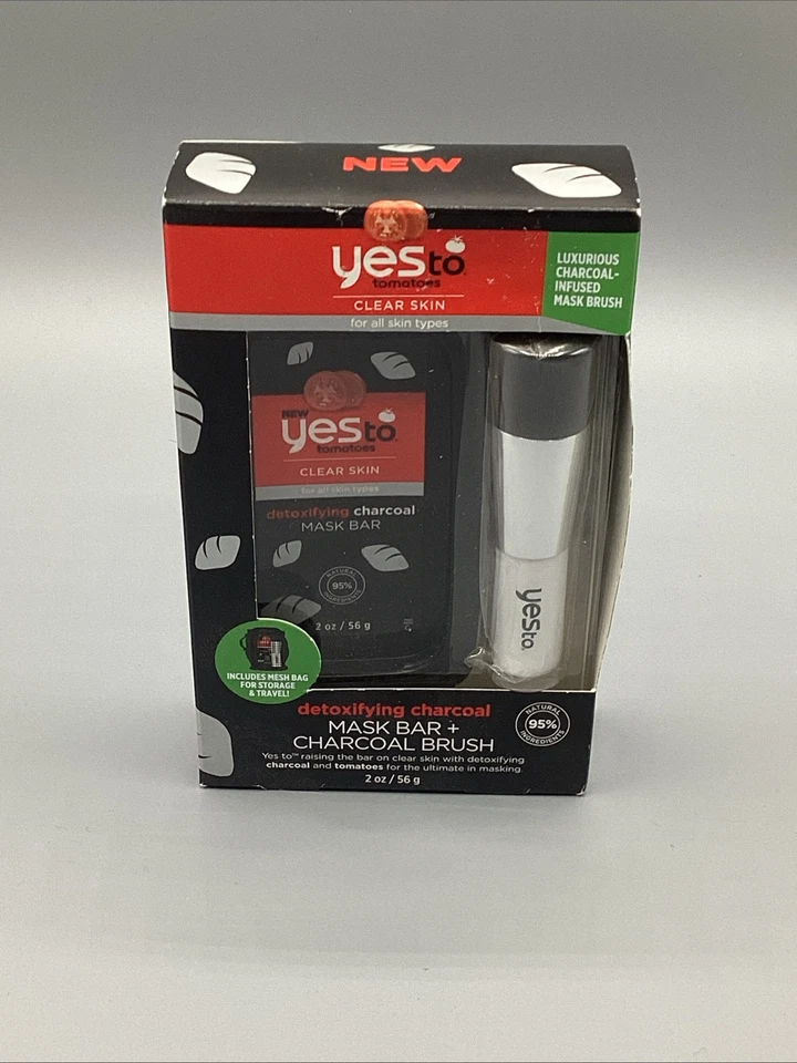 2pc Yes To Tomatoes Detoxifying Charcoal Mask Bar & Brush Gift Set - Image 2 of 4