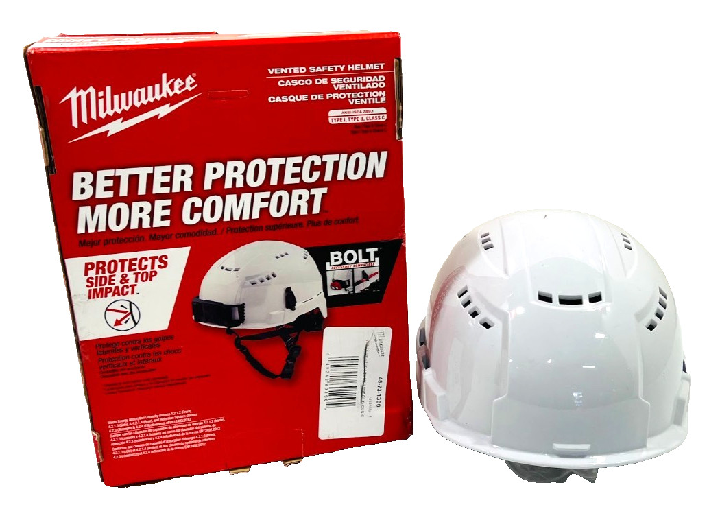 Milwaukee BOLT White Vented Safety Helmet Type 2, Class C 48-73-1300