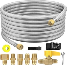 20Ft High Pressure Braided Propane Hose Extension with Fittings Silver 