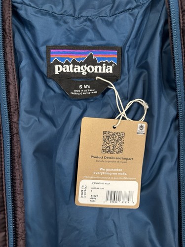 Patagonia Nano Puff Hoody Jacket NWT Mens Small Obsidian Plum - Picture 2 of 3