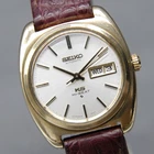 Vintage [N MINT] KING SEIKO 5626-7070 KS Gold Silver Day/Date 35mm Mens AT Watch