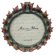 Vintage Ashleigh Manor Purple Rhinestone Picture Frame! Stunning Butterflies