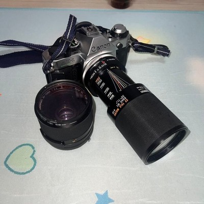 Canon AE-1 Film Camera with 2 Tamron Lenses 70-210mm & 35-70mm Used