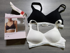 Calvin Klein 2 Pack Cotton Modal Womens Wire Free Bralette Black/White Medium