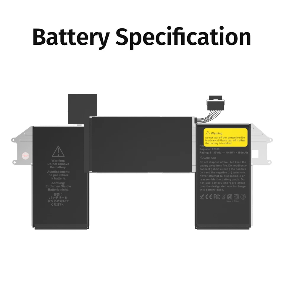 Batería para portátil A2389 A2337 para MacBook Air 13 pulgadas (M1, 2020) EMC 3598 MGN53LL/A Foto 3 de 4