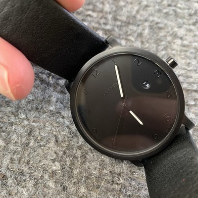 Skagen Quartz Black Dial Mens Watch SKW6308 40mm Case Black Leather Strap