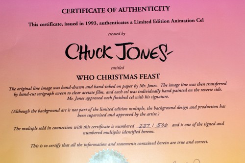 How the Grinch Stole Christmas SIGNED Hand Painted Cel Limited Edition Dr Seuss - Picture 11 of 18